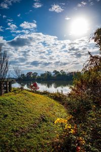 Scenic view of lake against sky