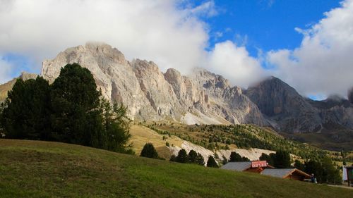 Panoramic view of landscape and mountains against sky