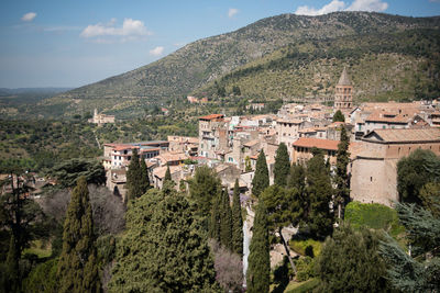 Landscape with mountains in background