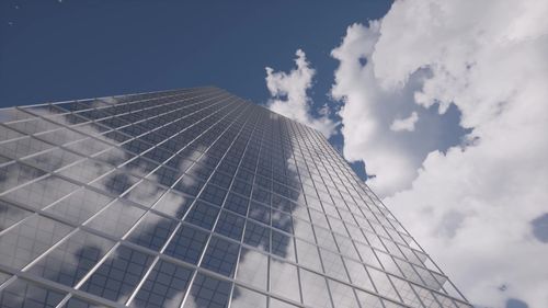 Low angle view of modern building against sky