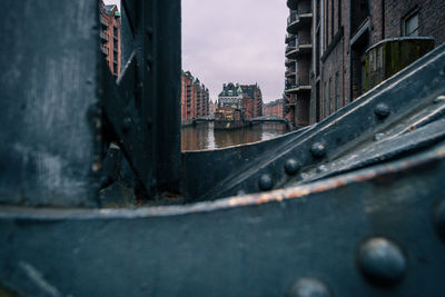 Close-up of buildings against sky, wasserschloß hamburg