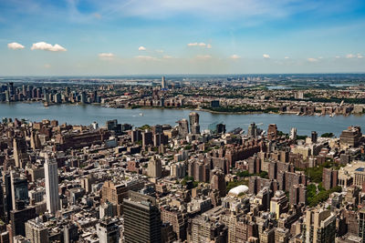 High angle view of cityscape against sky