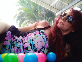 Young woman wearing sunglasses