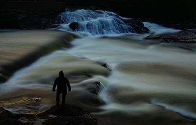 Scenic view of waterfall