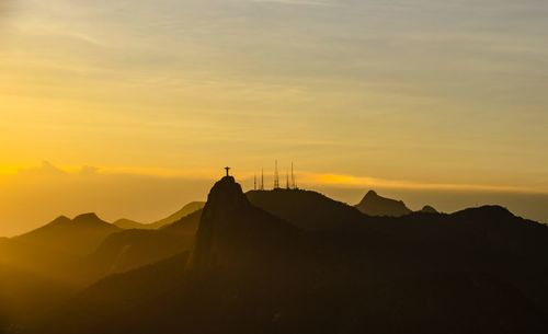 Silhouette of mountain during sunset