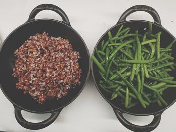 High angle view of chopped vegetables in bowl