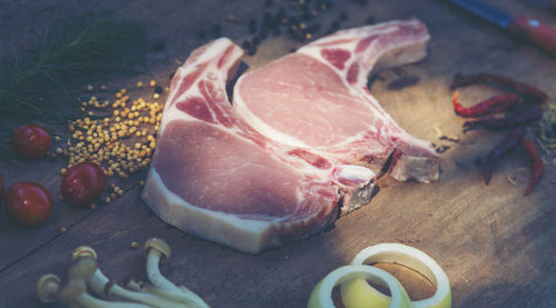 High angle view of food on table