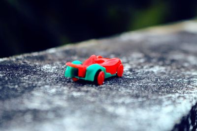 Close-up of multi colored toy on table