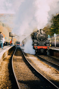 Train seen through train windshield