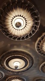 Low angle view of illuminated ceiling