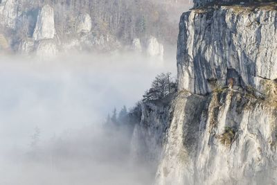 Scenic view of waterfall against sky