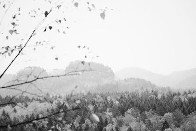 Scenic view of mountains against sky during winter