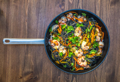 High angle view of vegetables in bowl on table