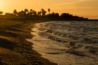 View of beach during sunset