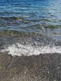 High angle view of surf on beach