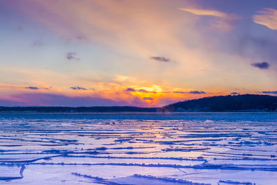 Scenic view of sea during sunset