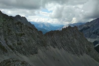 Panoramic view of snowcapped mountains against sky