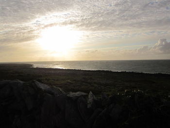 Scenic view of sea at sunset