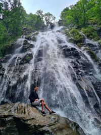 Scenic view of waterfall