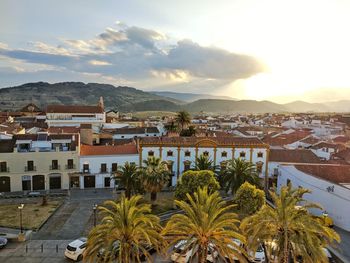 High angle view of townscape against sky.