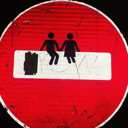 Close-up of road sign