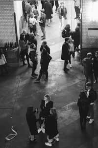 People standing in town square