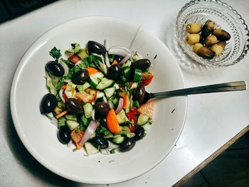 High angle view of salad in plate