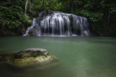 Scenic view of waterfall in forest