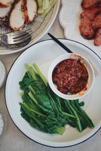 High angle view of meal served in plate