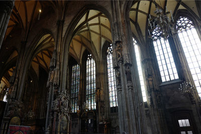 Low angle view of stained glass in building