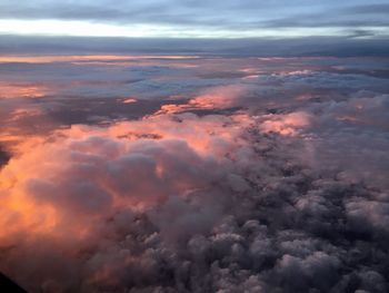 Aerial view of cloudscape against sky during sunset