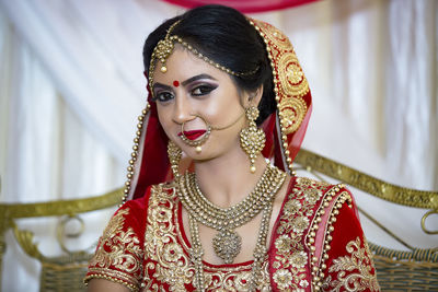 Close-up portrait of bride