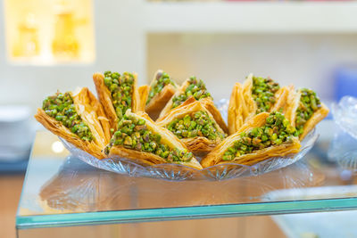 Close-up of food on table