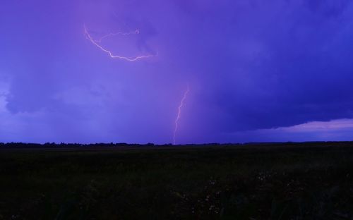 Scenic view of field against sky at night