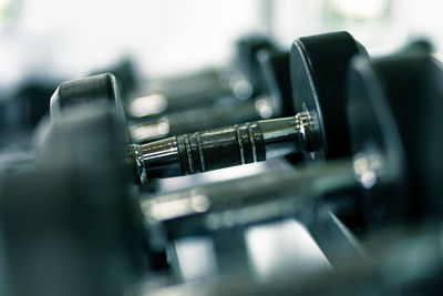 Close-up of dumbbells