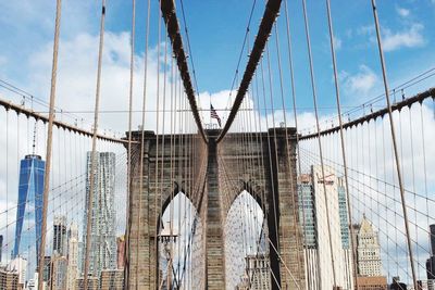 Low angle view of suspension bridge