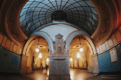 Low angle view of illuminated statue