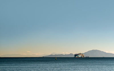 Scenic view of sea against clear sky