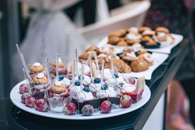 Close-up of dessert on table