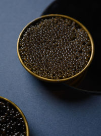 High angle view of bowl on table