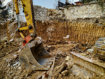 Damaged construction site in abandoned building