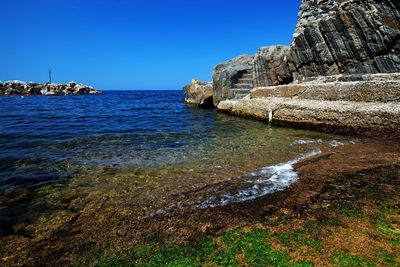 Scenic view of sea against clear sky