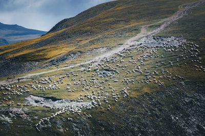 Aerial view of mountains against sky