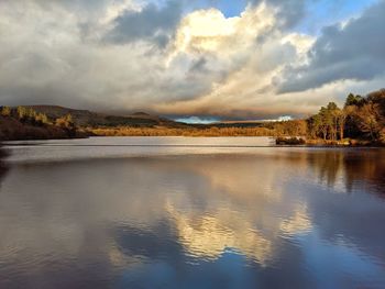 Scenic view of lake against sky