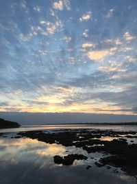 Scenic view of sea against sky at sunset