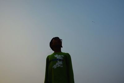 Low angle view of statue against clear sky