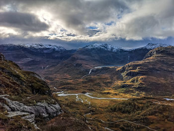 Scenic view of mountains against sky