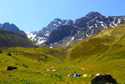 Scenic view of mountains against sky