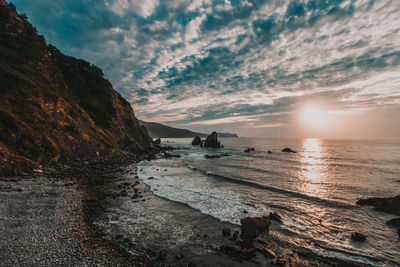 Scenic view of sea against sky during sunset