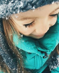 Portrait of young girl in winter